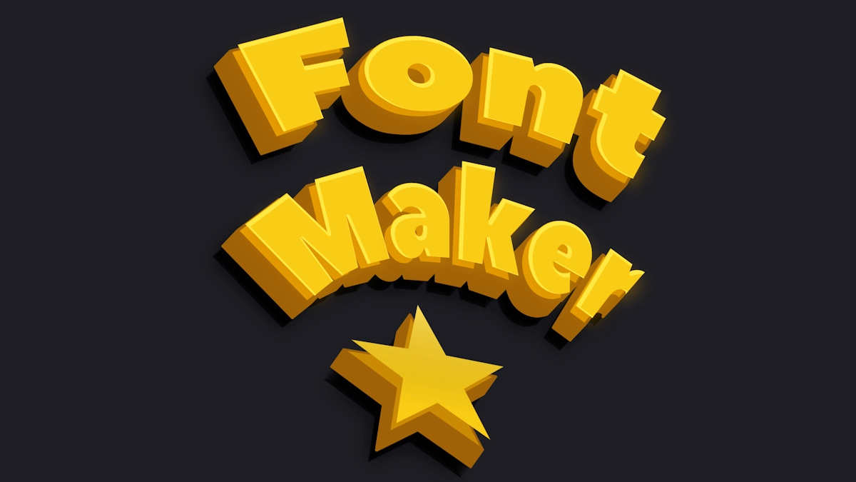 3D text vàng khối với phong cách truyện tranh