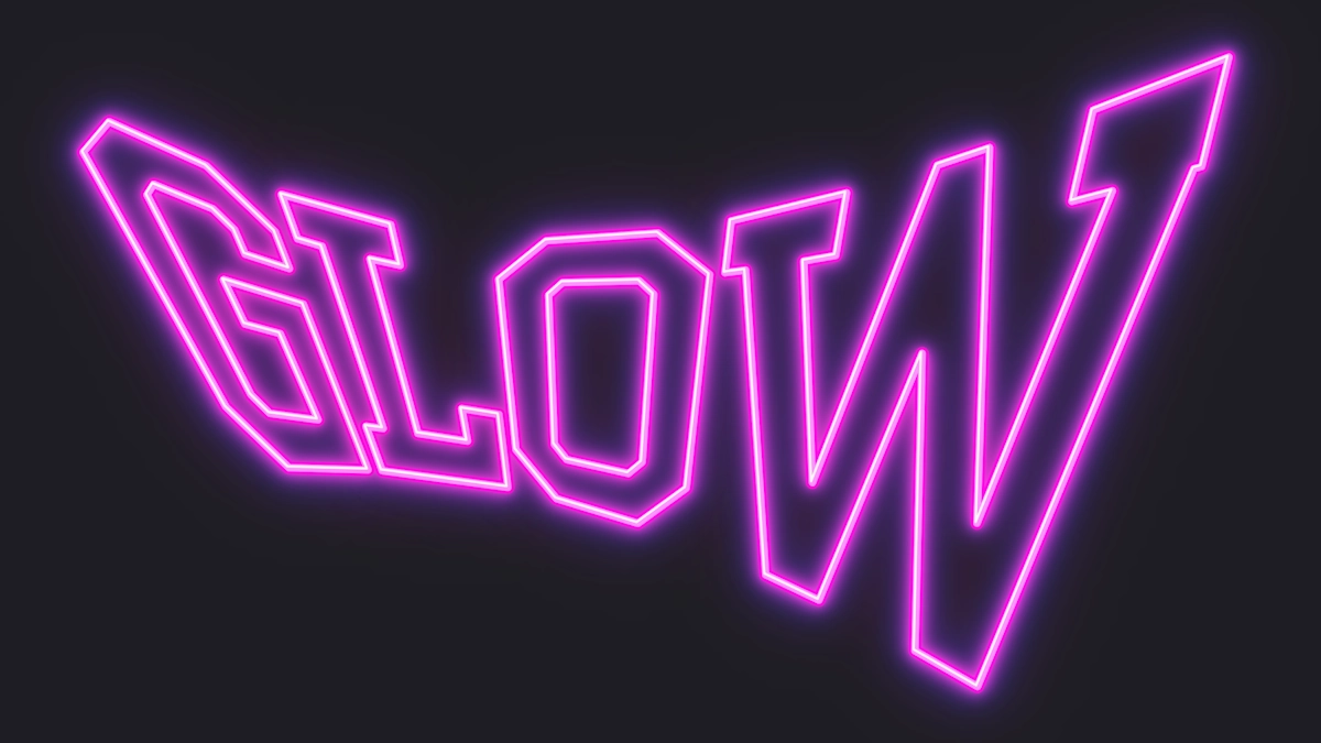 3D text neon hồng rực rỡ từ đường viền