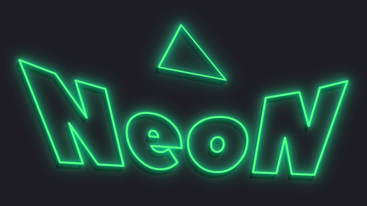 3D neon xanh lá | Text đường viền phát sáng