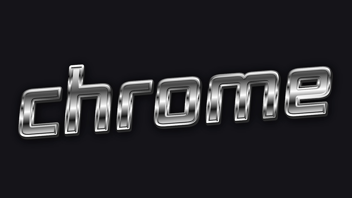 3D text kim loại mạ crôm với phản chiếu bạc