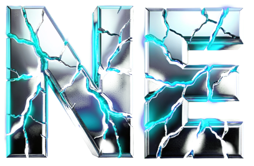 Phát sáng neon và phông chữ crom.