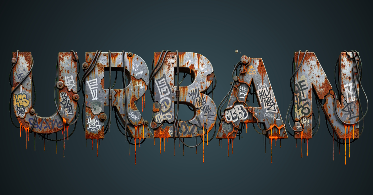 Chữ đô thị: ví dụ tạo phông chữ grunge từ kim loại rỉ sét với graffiti