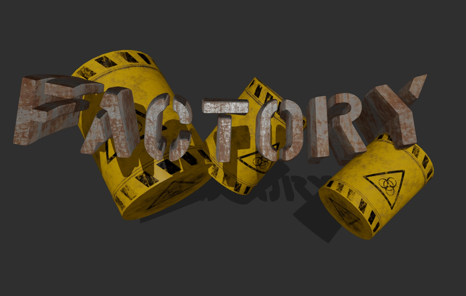 3D text công nghiệp rỉ sét. Tạo logo.