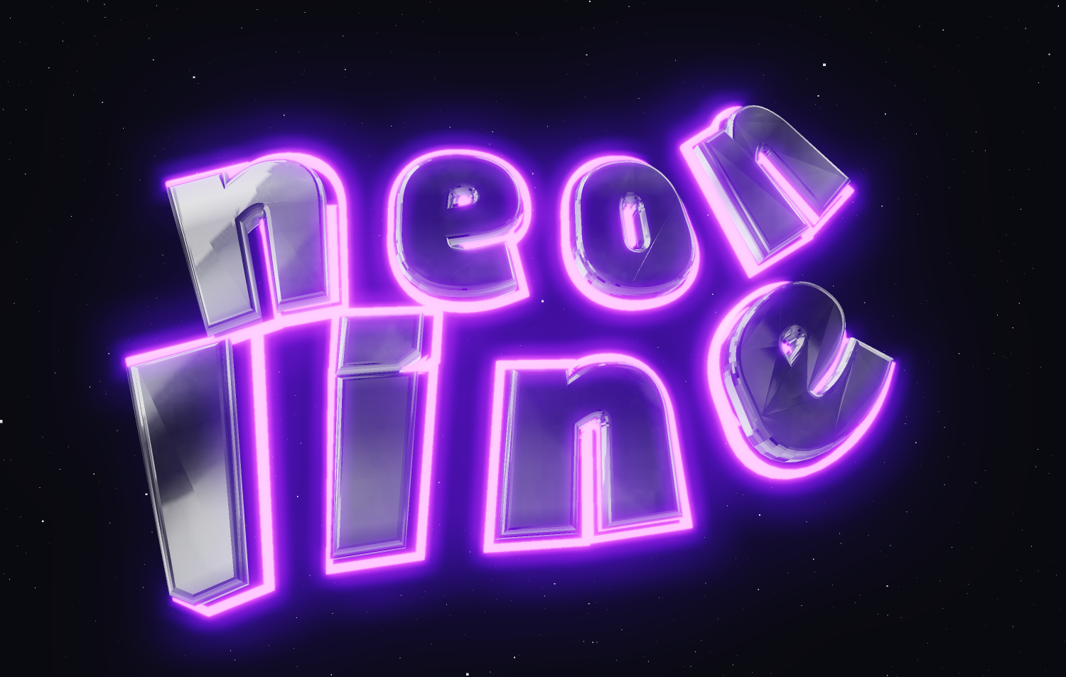 3D text theo phong cách retro 80s. Font chrome neon.