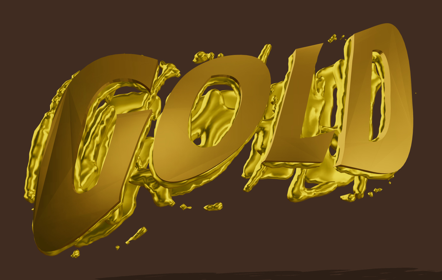 3D text vàng với hiệu ứng kim loại lỏng. Tạo logo trực tuyến.