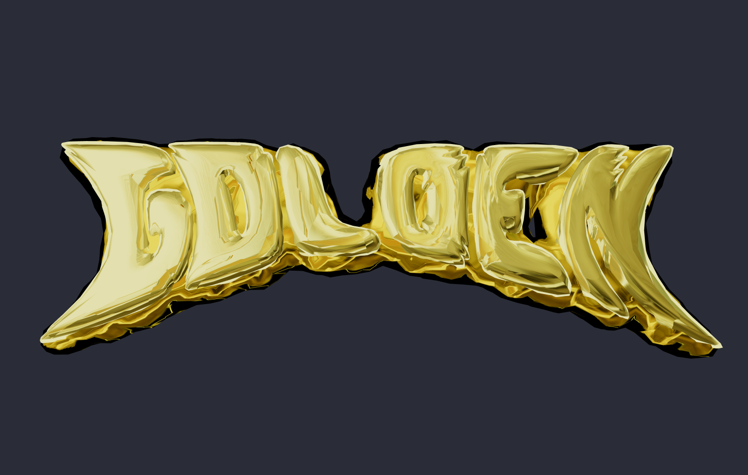 3D text vàng, dòng chữ thể tích đẹp.