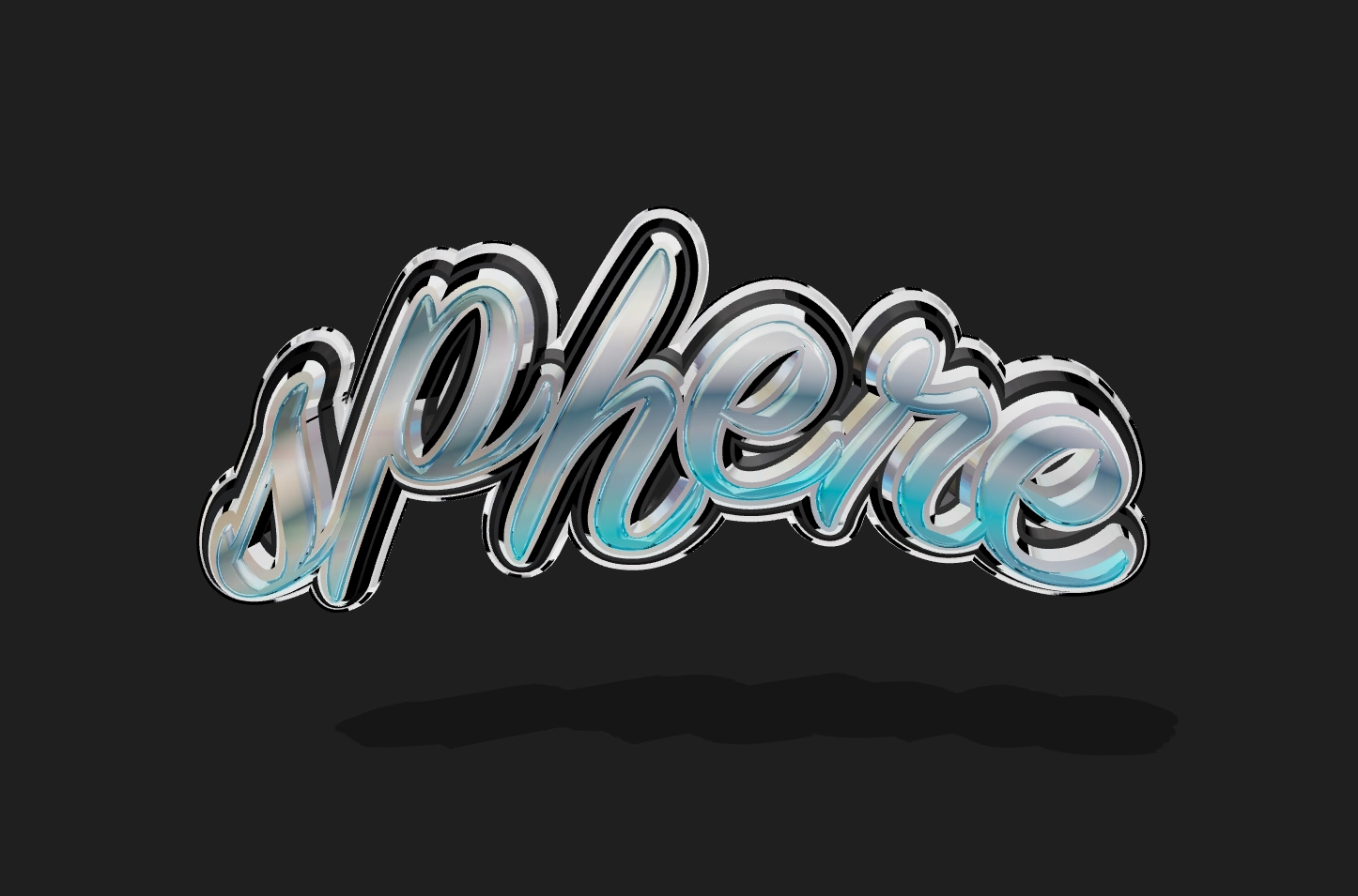 3D text aqua-chrome thể tích theo phong cách Y2K.